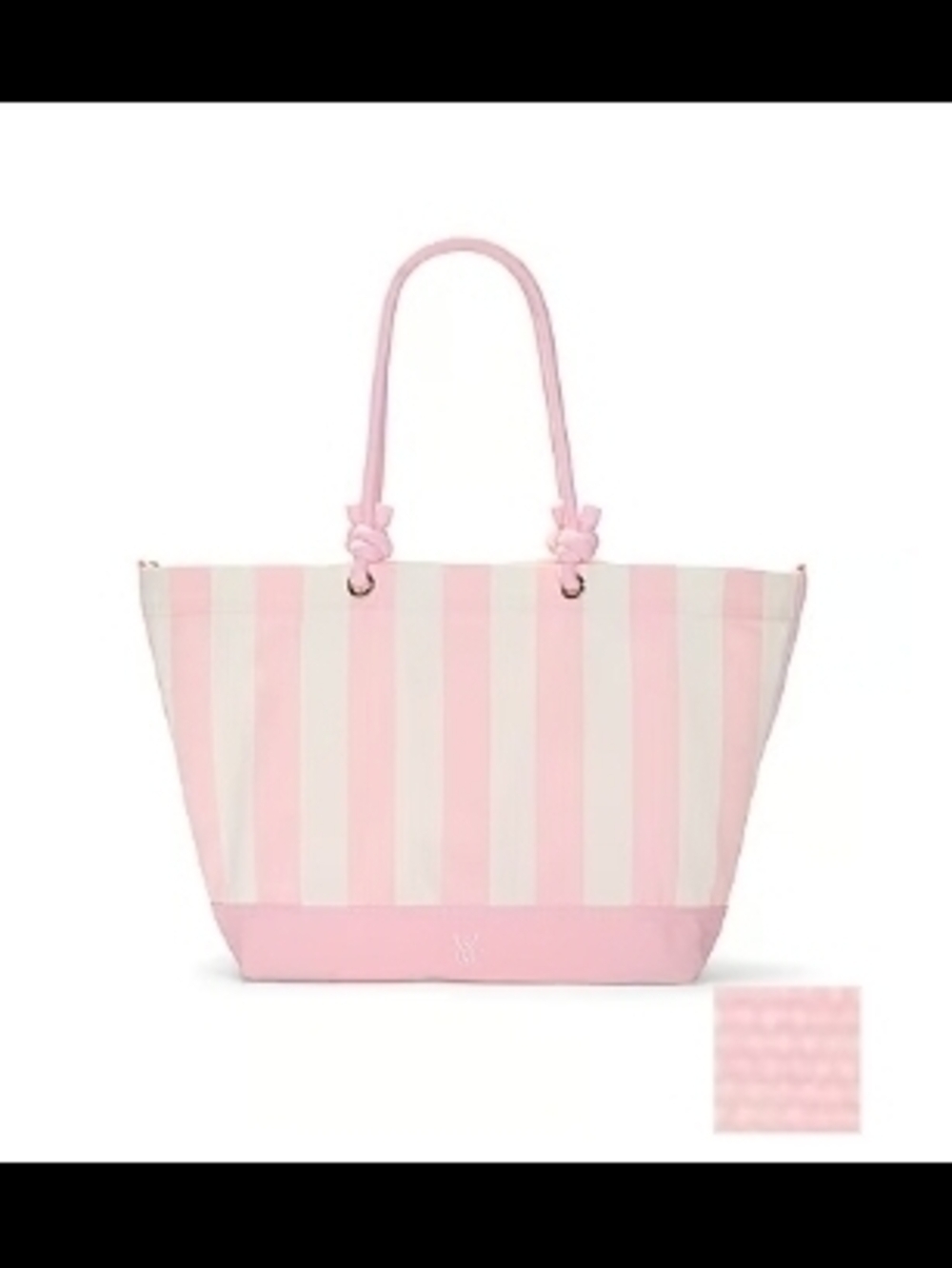 Victoria's Secret Black and White Striped Rope Handle Tote